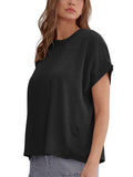 Women's Summer Solid Color Stripe Round Neck T-Shirt