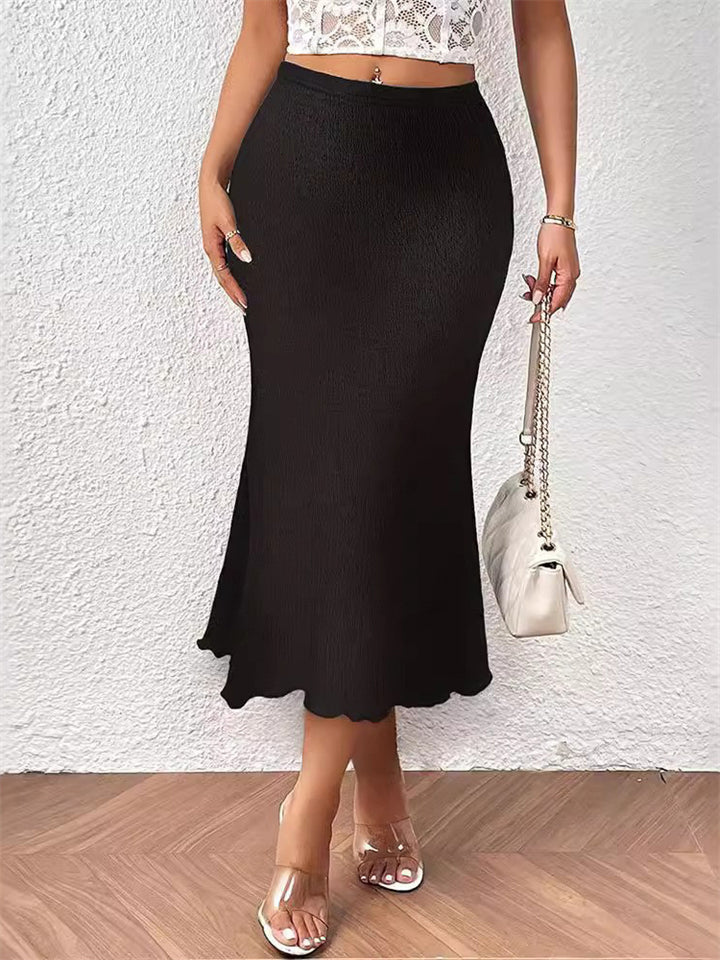 Women's Summer Solid Color Fishtail Midi Length Skirts