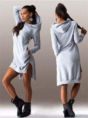 Women's Plus Size Casual Loose Hoodie Dress For Autumn