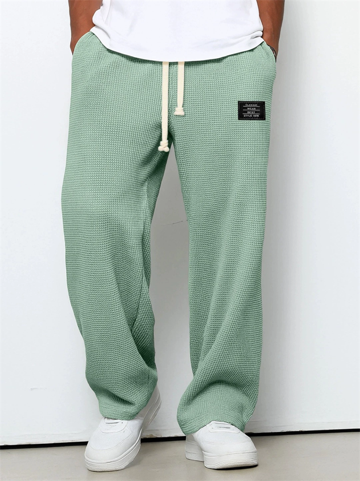 Men's Comfy Drape Loose Fit Waffle Knit Textured Pants