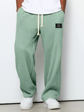 Men's Casual Autumn Solid Color Waffle Sporty Straight Trousers