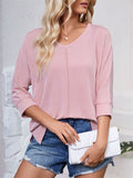 Women's Casual Solid Color Stripe BatWing Sleeve Shirts