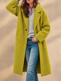 Women Wool Blend Long Lapel Single Breasted Winter Overcoat