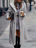 Women' S Winter Solid Color Long Hooded Cardigan Long Coats
