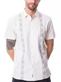 Men's Casual Lapel Embroidered Patchwork Short Sleeve Shirts