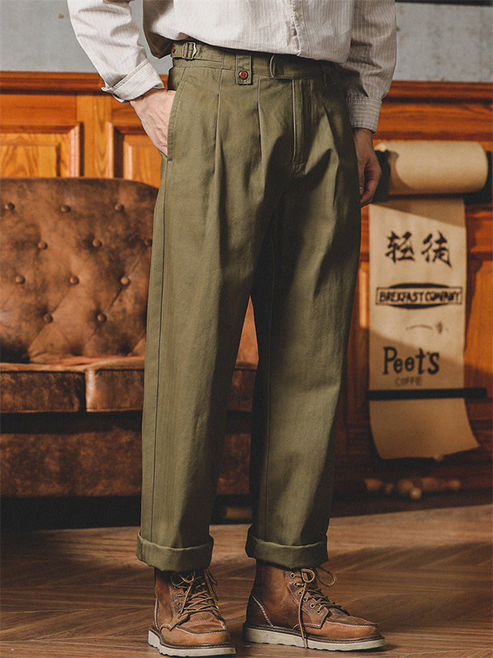 Men's Retro Style Straight Leg American Causal Cargo Pants