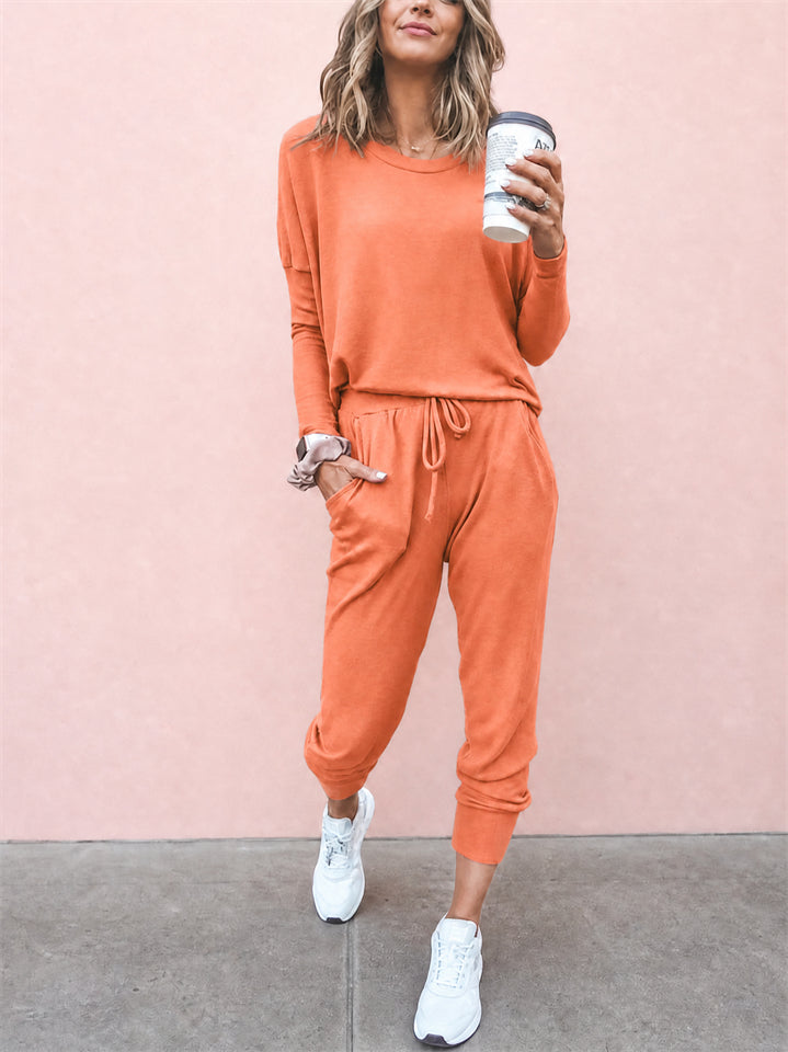 Women's Comfort 2-Piece Set Casual T-Shirt & Lace Up Pants