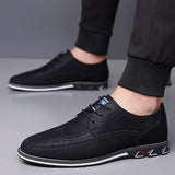 Men's Casual Faux Leather Lace Up Flats Brogue Shoes