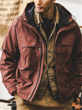 Men's Retro Long Sleeve Loose Hooded Outdoor Jacket