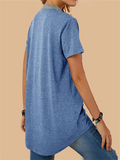 Stylish Patchwork Pocket Button T-shirt for Ladies