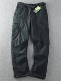 Men's Keep Warm Plush Liner Multi-Pocket Cargo Pants with Belt