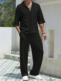 Men's Summer Relaxed Short Sleeve Shirt + Casual Pants Sets