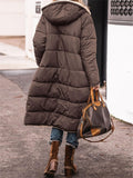 Women's Long Hooded Jacket Fleece Reversible Coat