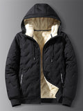 Men's Warm Zip Up Fleece Lined Hooded Jacket for Winter