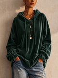 Womens Velvet Ruffle Cuff Oversized Hoodie Sweatshirt