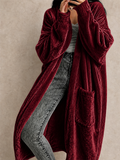 Womens Long Velvet Robe Soft Plush Outerwear with Pockets
