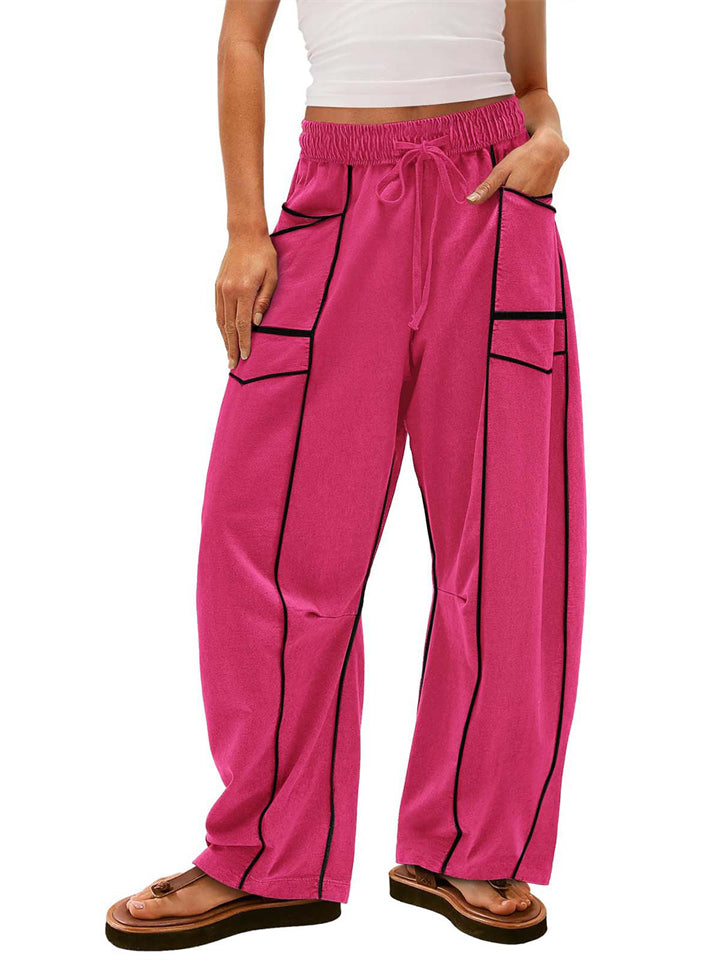 Women's Loose Casual Wide Leg Drawstring Pockets Pants