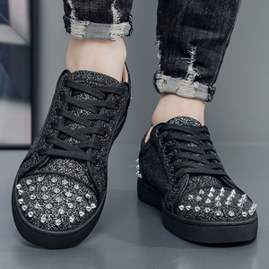Men's Casual Trendy Contrast Color Rivet Patchwork Lace Up Flats Shoes
