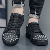 Men's Casual Trendy Contrast Color Rivet Patchwork Lace Up Flats Shoes