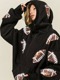 Ladies Stylish Rugby Sequin Half-zip Hoodie