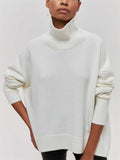 Women's Vogue Pure Color High Neck Cozy Pullover Sweater