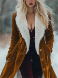 ‌Women's Single Breasted Faux Fur Trimmed Thermal Lined Coat‌