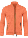 Men's Autumn Contrast Trim Stand Collar Long Sleeve Zip Up Jackets