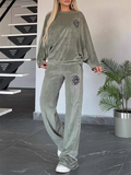 Women's Autumn Velvet Loose BatWing Sleeve Sweatsuit Two Piece Set