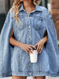 Women's Fashion Single Breasted Asymmetric Cape Denim Coat