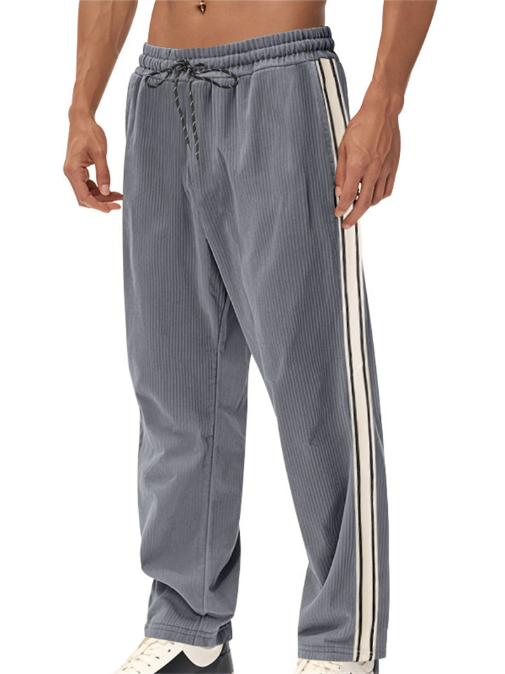 Men's American-style Simple Striped Casual Corduroy Sports Trousers