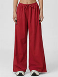 Women's Comfy Wide Leg Drawstring Palazzo Pants Loose Fit Trousers