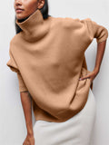 Women's Vogue Pure Color High Neck Cozy Pullover Sweater