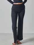 Women's Foldover Waist Balletcore Leggings Flare Yoga Pants