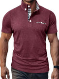 Men's Plaid Contrast Color Short Sleeve Polo Shirts