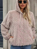 Women's Solid Color Jacquard Long-sleeved Loose Pullover Hoodies