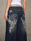 Women's Street Retro Y2K Style Embroidery Baggy Denim Pants