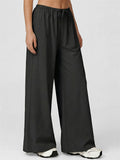 Women's Comfy Wide Leg Drawstring Palazzo Pants Loose Fit Trousers