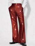 Men's Retro Bling Sequin Plaid Mid Waist Pants