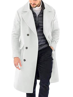 Men's Fashionable Lapel Collar Mid-length Woolen Coat