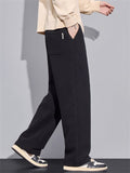 Men's Casual Comfy Elastic Waist Straight-Leg Drape Twill Knitted Pants