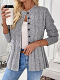 Women's Casual Single-breasted Solid Color Twisted Round Neck Sweaters