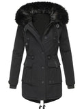 Women's Parka Thickened Coat with Faux Fur Hood