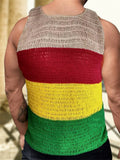 Male's Summer Contrast Color chunky knitted Sleeveless Shirts
