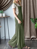 Women's Summer Casual Solid Color Pockets Strap Jumpsuits