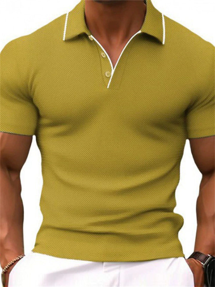 Men's Summer Casual Contrast Trim Short Sleeve Henry Shirts