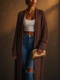 Women Long Chunky Ribbed Knit Open Front Duster Cardigan Sweater