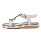 Multicolored Rhinestone Open Toe Beach Sandals for Women