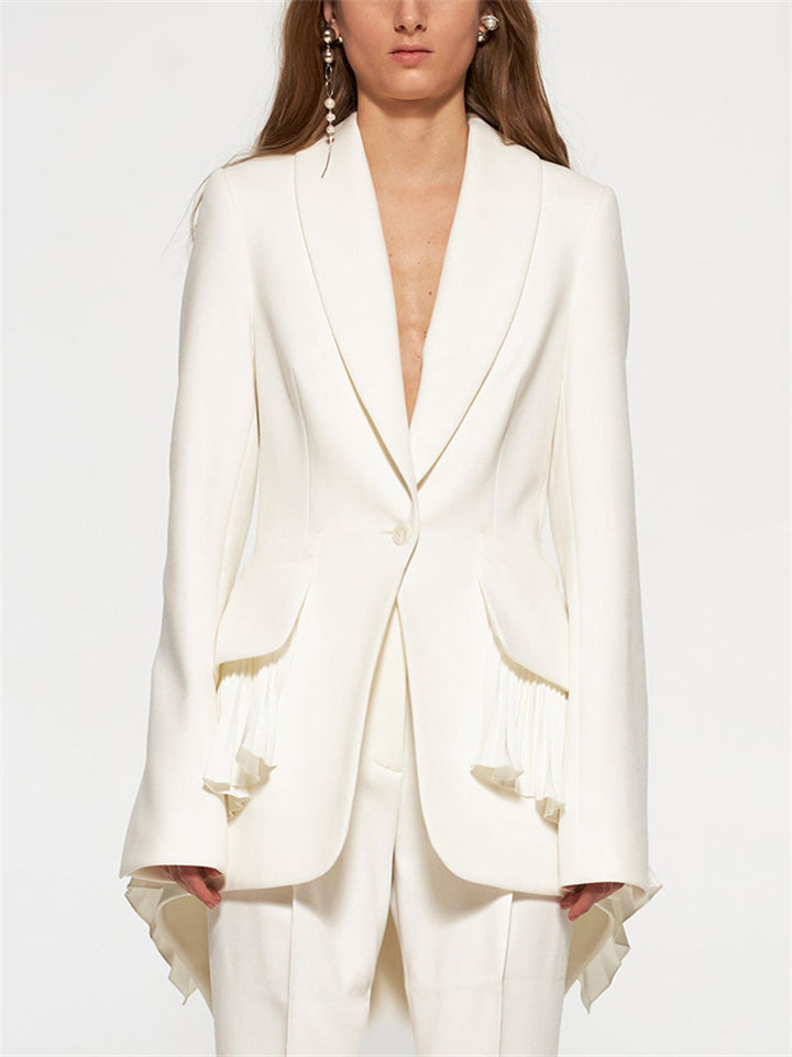 Women's Long Sleeve Lapel Single Breasted Asymmetric Hem Suit Coat