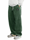 Men's Autumn Loose Solid Color Corduroy Drawstring Straight Leg Trousers