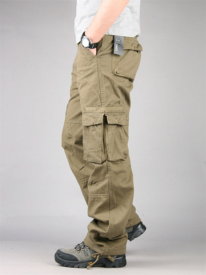 Men Ripstop Cargo Pants Multi Pocket Loose Fit Hiking Work Trousers